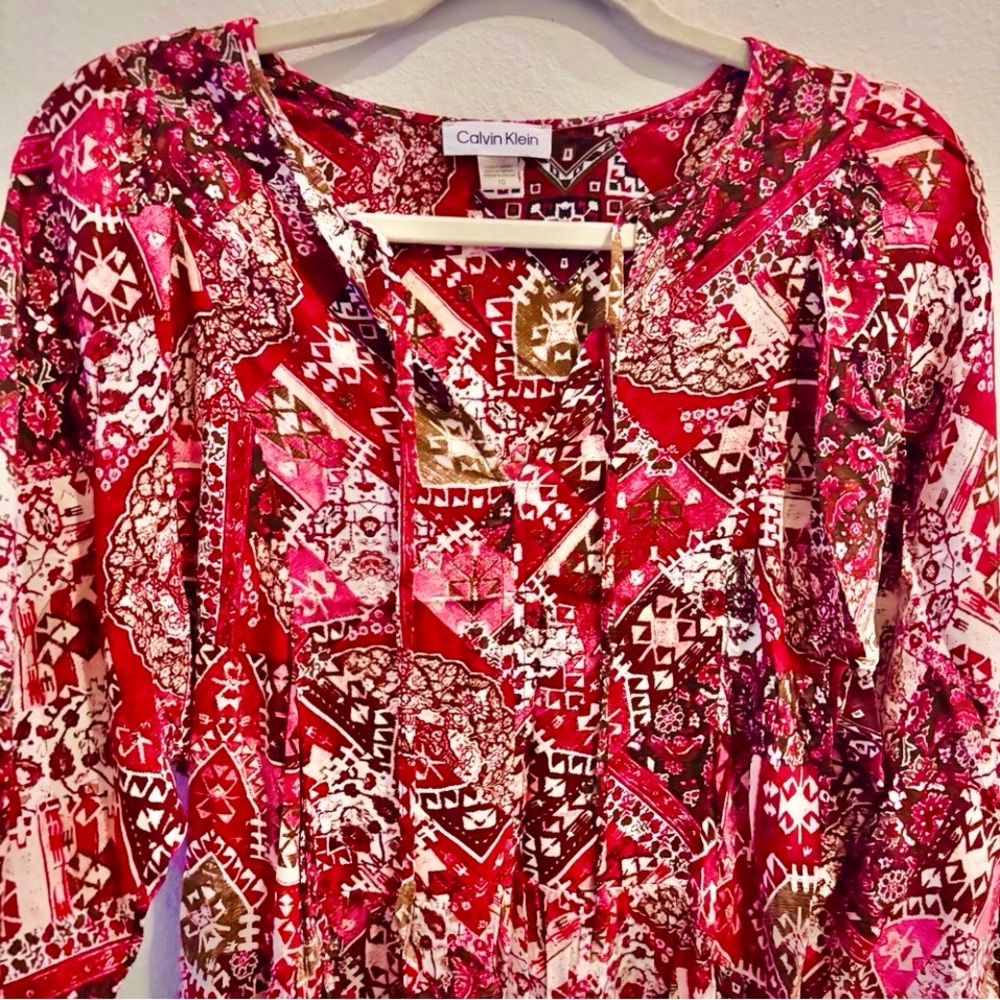 Calvin Klein Mosaic Boho Midi Dress— Size 10 - Picture 5 of 9